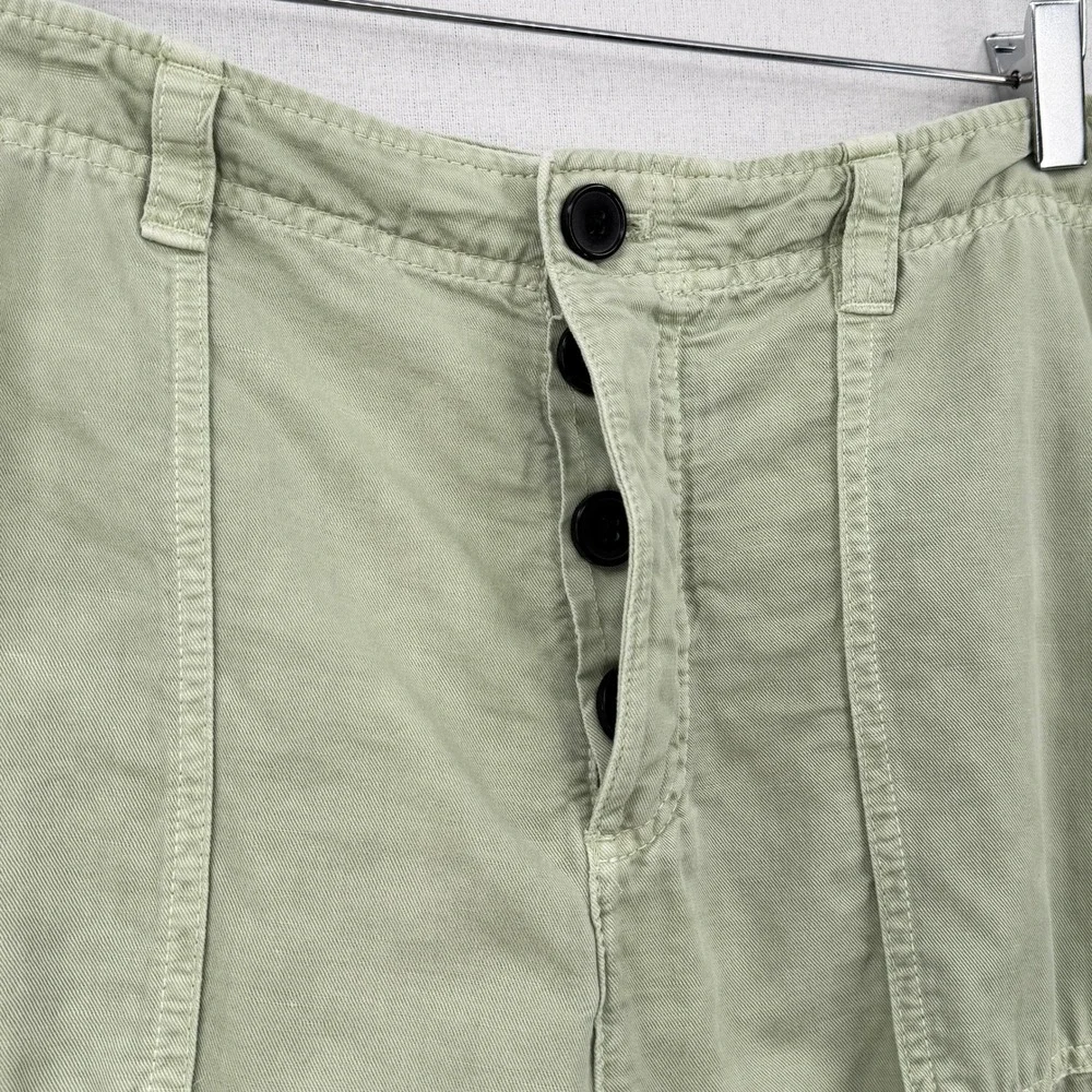 ZARA The Tokyo Trouser Pants Women Small Green Cuffed Cropped Wide leg Cargo